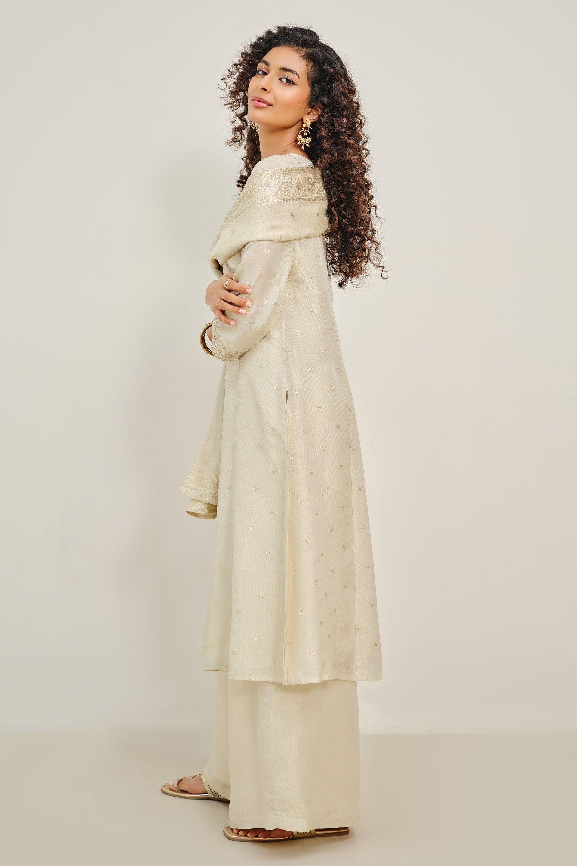 Niva Ivory Kurta Set, Ivory, image 3